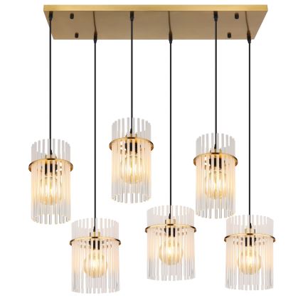 Globo - Kuldne ripplühter kaabliga 6xE27/60W/230V