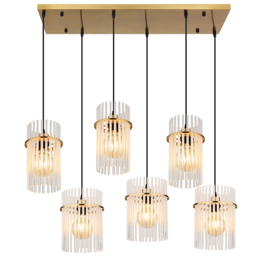 Globo - Kuldne ripplühter kaabliga 6xE27/60W/230V