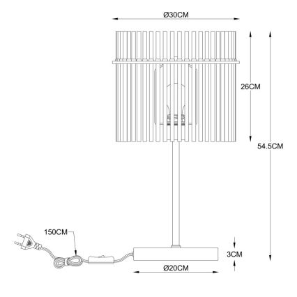 Globo - Laualamp 1xE27/60W/230V, läbimõõt 30 cm, must