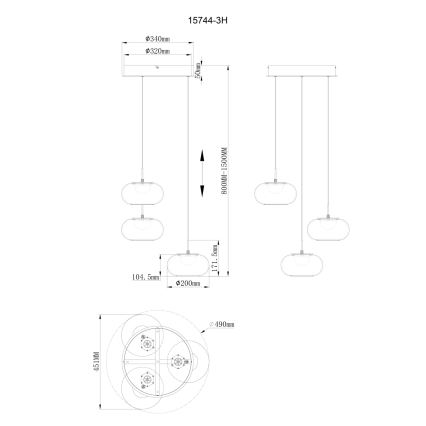 Globo - LED Lühter 3xLED/6W/230V