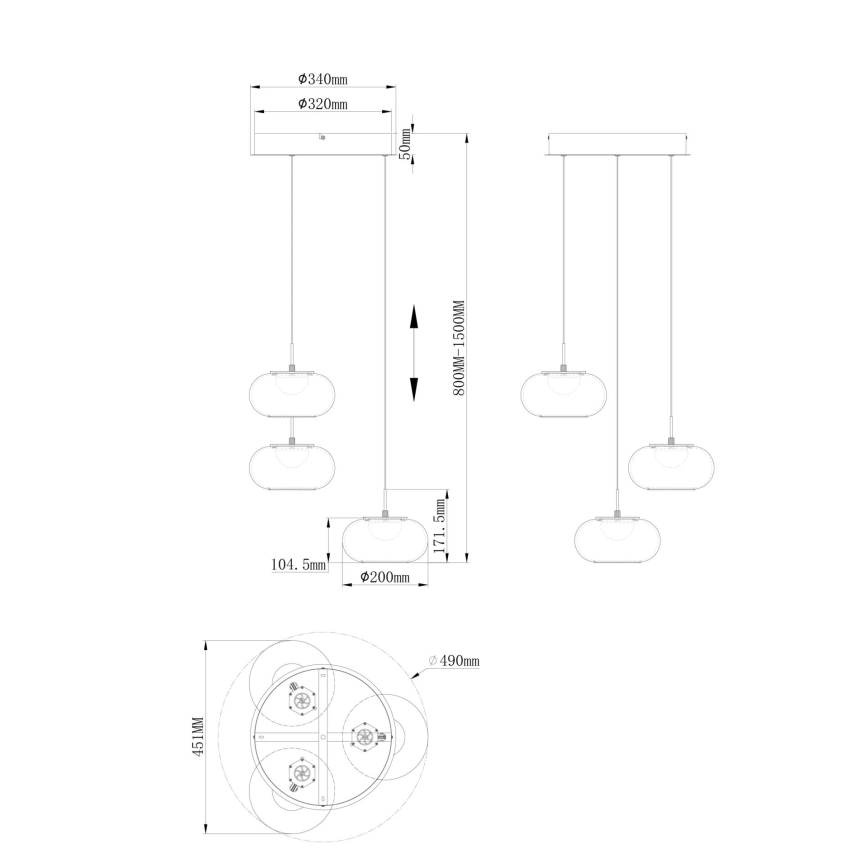 Globo - LED Lühter 3xLED/6W/230V