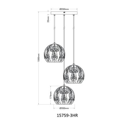 Globo - Lühter 3xE27/40W/230V d. 41 cm