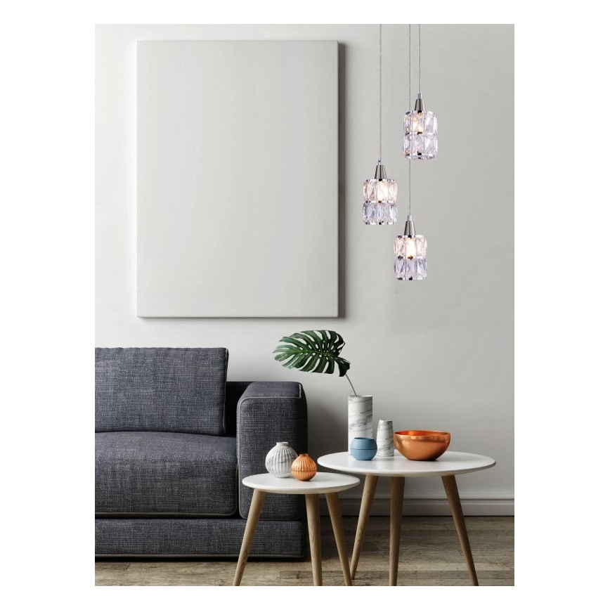 Globo 15760-3 - Kristall-lühter WOLLI 3xE14/40W/230V