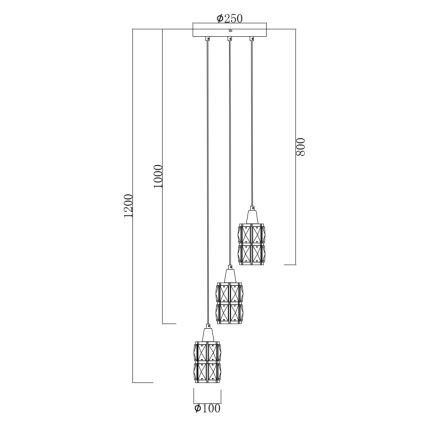 Globo 15760-3 - Kristall-lühter WOLLI 3xE14/40W/230V