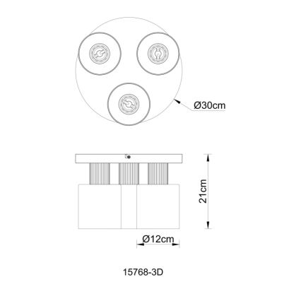 Globo - Pinnale kinnitatav lühter 3xE27/25W/230V must d. 30 cm