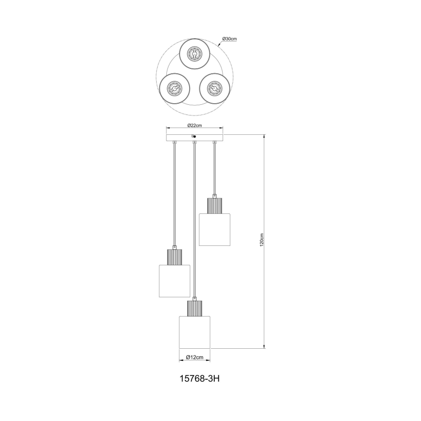 Globo - rippvalgusti kaabliga 3xE27/25W/230V, läbimõõt 30 cm