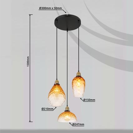 Globo - Lühter 3xE27/60W/230V d. 46 cm oranž