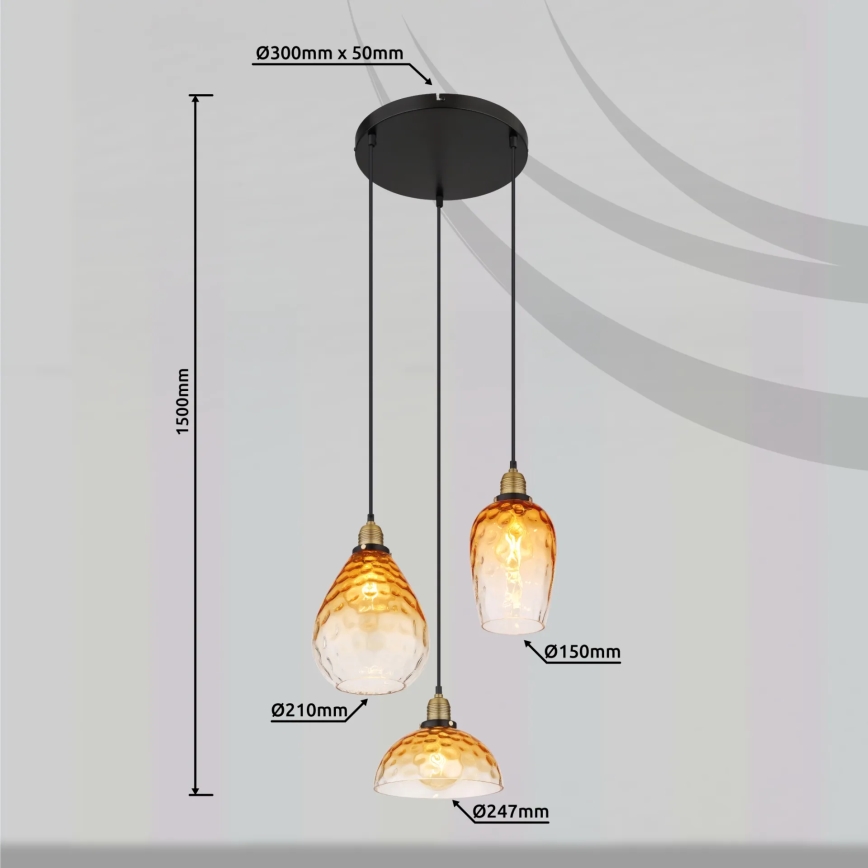 Globo - Lühter 3xE27/60W/230V d. 46 cm oranž