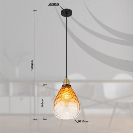 Globo - Lühter 1xE27/60W/230V d. 21 cm oranž