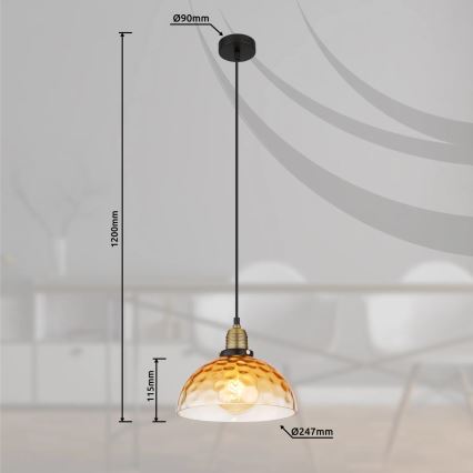 Globo - Lühter 1xE27/60W/230V d. 25 cm oranž