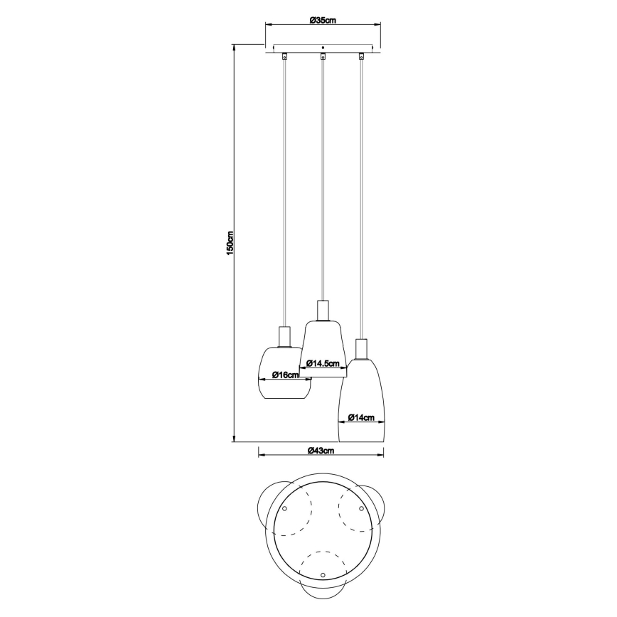 Globo - Lühter 3xE14/40W/230V d. 43 cm messing