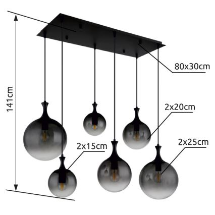 Globo - Lühter 6xE27/10W/230V must