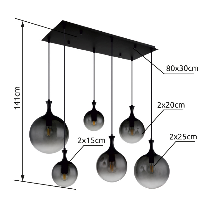Globo - Lühter 6xE27/10W/230V must