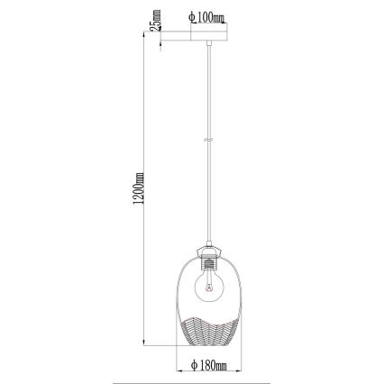 Globo - Rippvalgusti kaabliga 1xE27/60W/230V Ø 22 cm kuldne