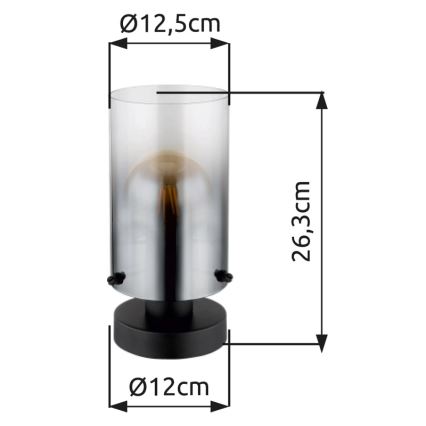 Globo - Laualamp 1xE27/40W/230V d. 12,5 cm must