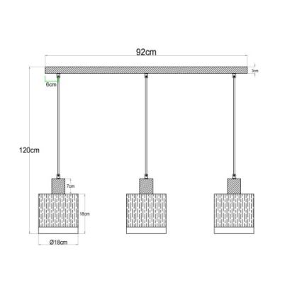Globo - Kaabliga rippvalgusti 3xE27/60W/230V