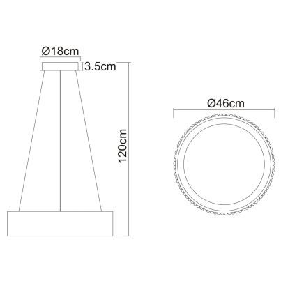 Globo - LED-rippvalgusti kaabliga LED/45W/230V 2700/4000/6000K läbimõõt 46 cm must
