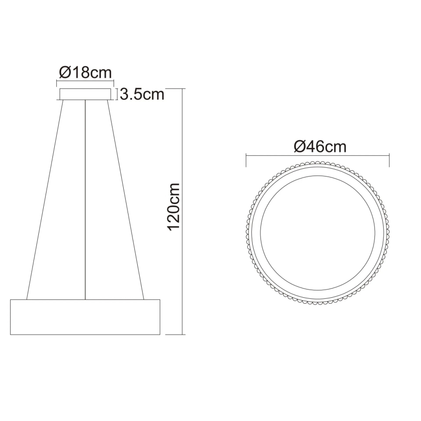 Globo - kaablil riputatav LED-rippvalgusti LED/45W/230V 2700/4000/6000K läbimõõt 46 cm valge