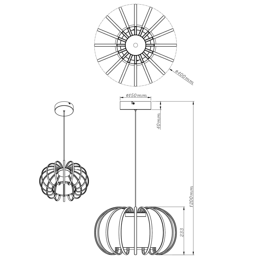 Globo - LED-hämardatav kaabliga rippvalgusti LED/40W/230V 3000K must