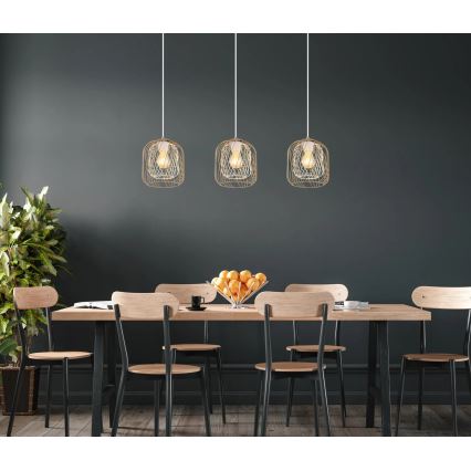 Globo - kaablil rippuv lühter 3xE27/40W/230V beež/valge