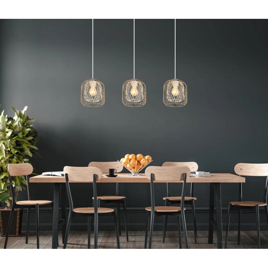 Globo - kaablil rippuv lühter 3xE27/40W/230V beež/valge