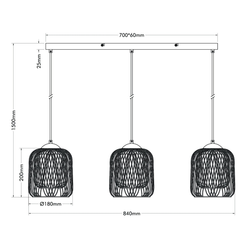 Globo - kaablil rippuv lühter 3xE27/40W/230V beež/valge