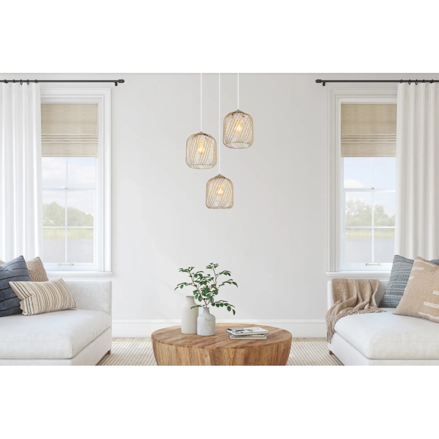 Globo - Ripplamp kaabliga 3xE27/40W/230V beež/valge