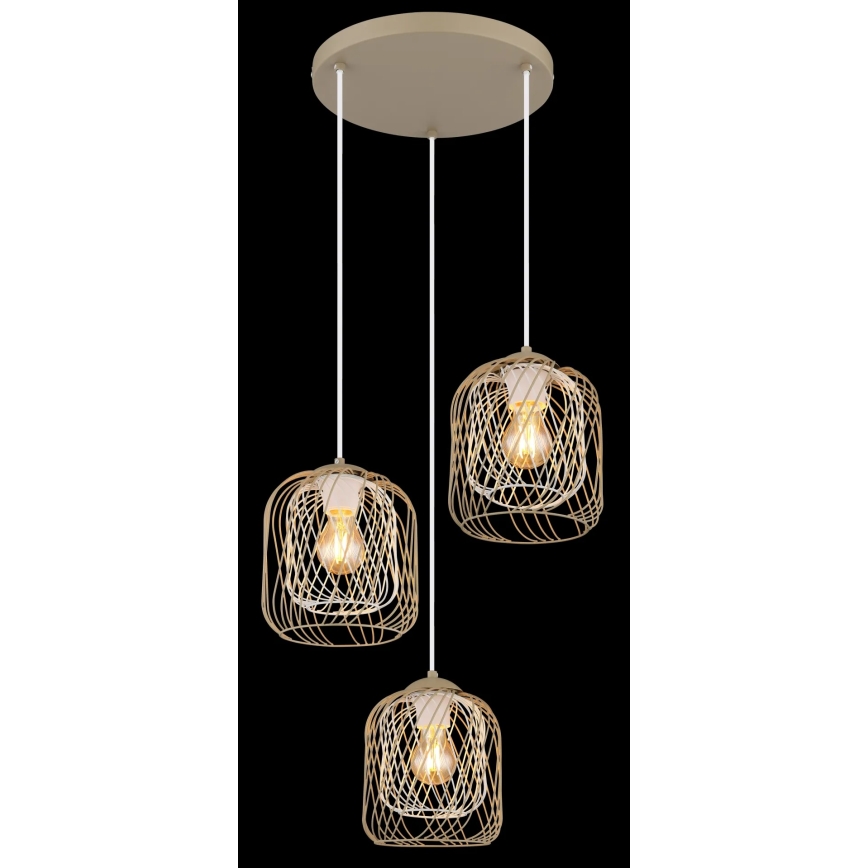 Globo - Ripplamp kaabliga 3xE27/40W/230V beež/valge