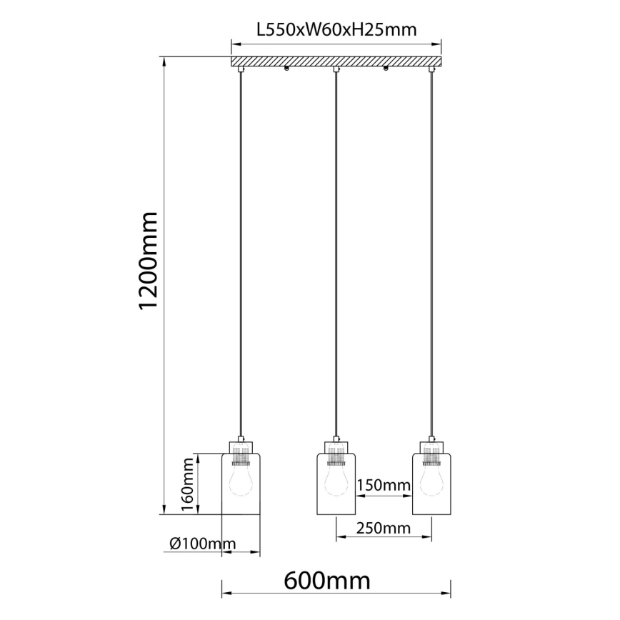 Globo - Kaabliga ripplamp 3xE27/60W/230V beež/valge
