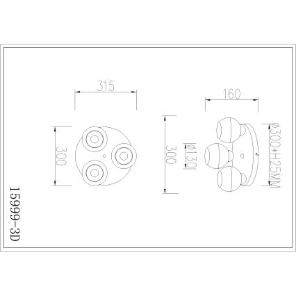 Globo - Laelamp 3xE27/60W/230V Ø 31,5 cm