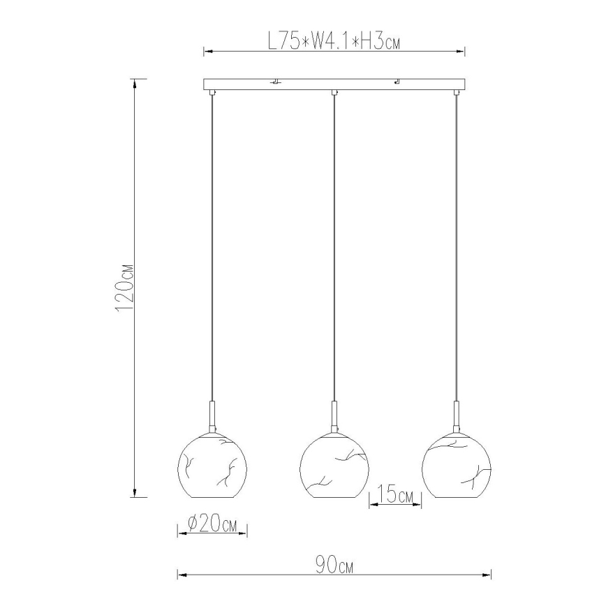 Globo - Rippvalgusti kaabliga 3xE27/60W/230V