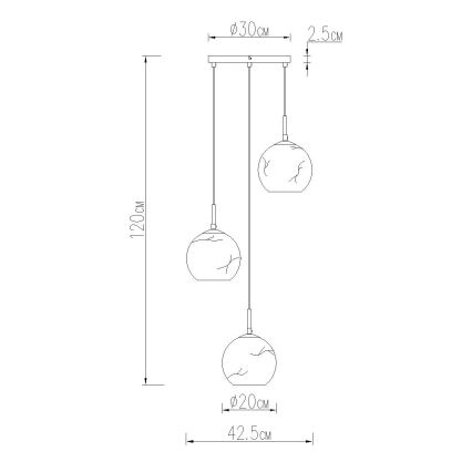 Globo - Ripplamp kaabliga 3xE27/60W/230V läbimõõt 42,5 cm