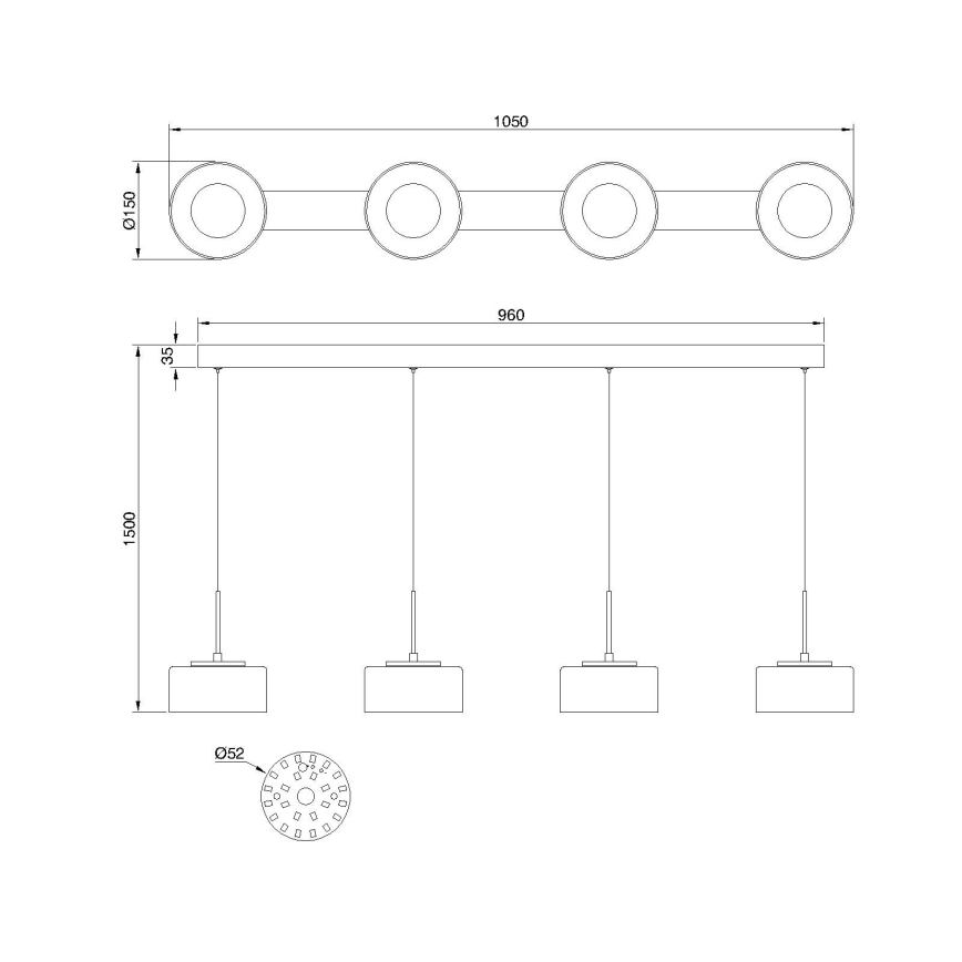 Globo - LED-rippvalgusti kaabliga LED/24W/230V must/suitsune