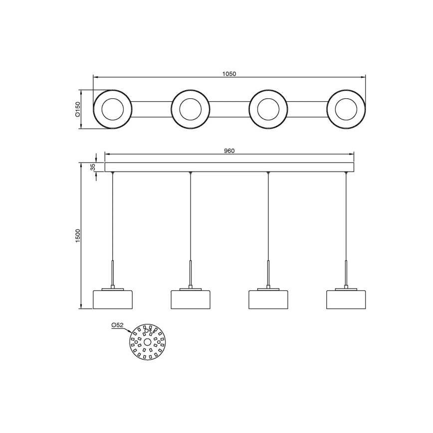 Globo - LED-rippvalgusti kaabliga LED/24W/230V valge/suitsune