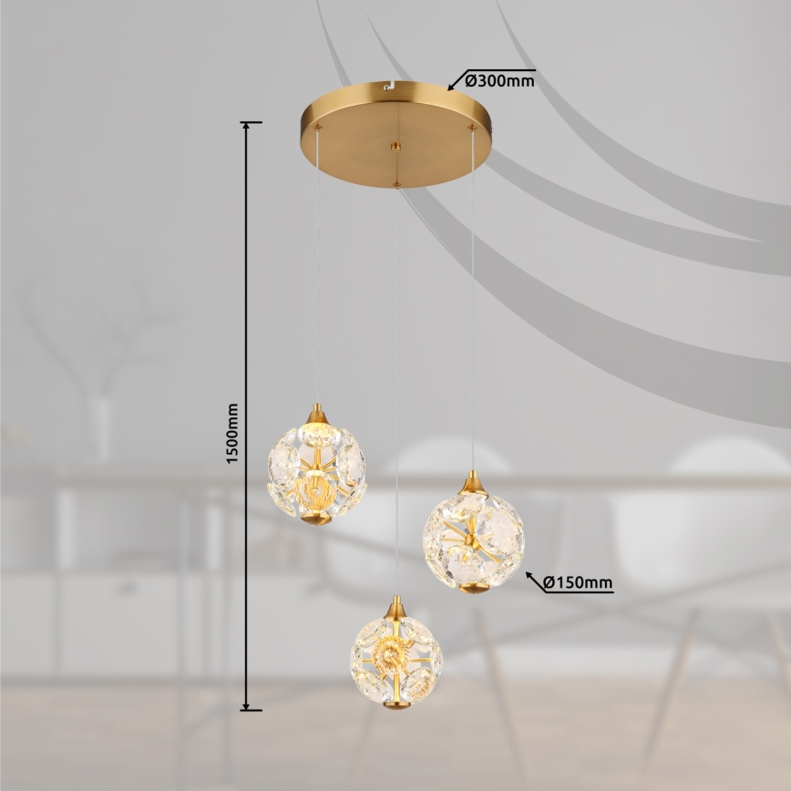 Globo - LED-lühter riputuskaabliga LED/24W/230V 3000K kuldne