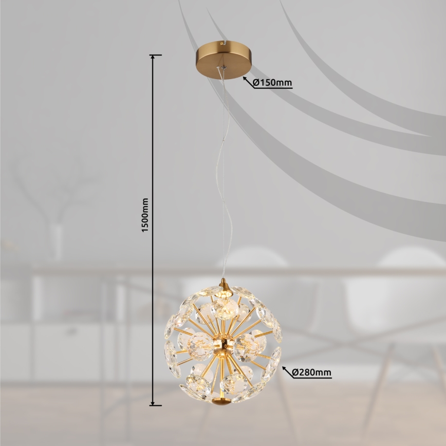 Globo - LED-ripplühter kaabliga LED/12W/230V 3000K kuldne