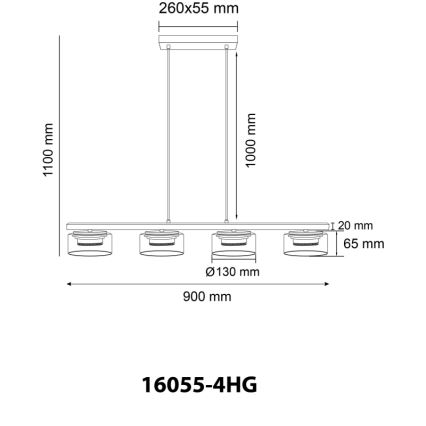Globo - LED Lühter 4xGX53/6W/230V suitsune/pruun