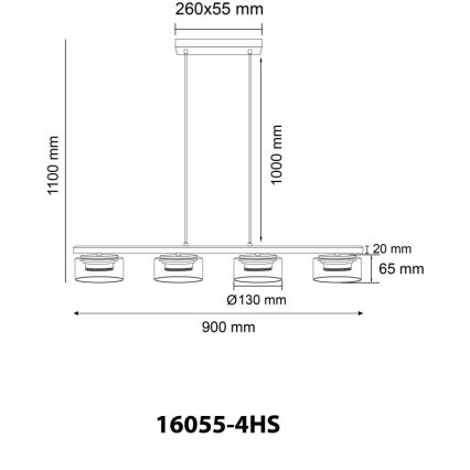 Globo - LED Lühter 4xGX53/6W/230V suitsune/must