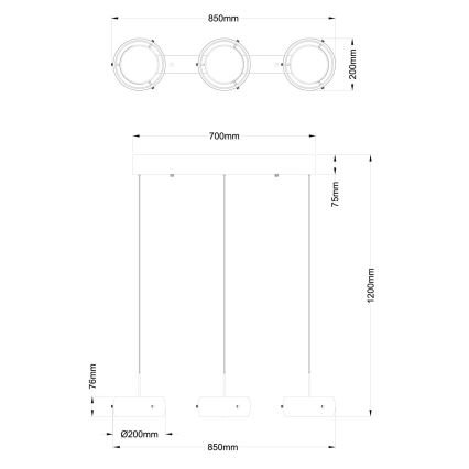 Globo - LED-rippvalgusti kaabliga LED/30W/230V 3000K