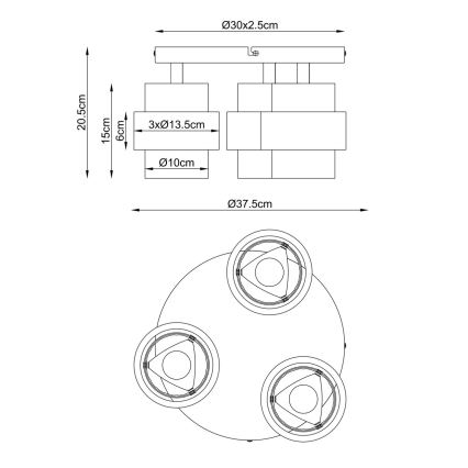 Globo - Pinnapealne laelamp 3xE27/40W/230V