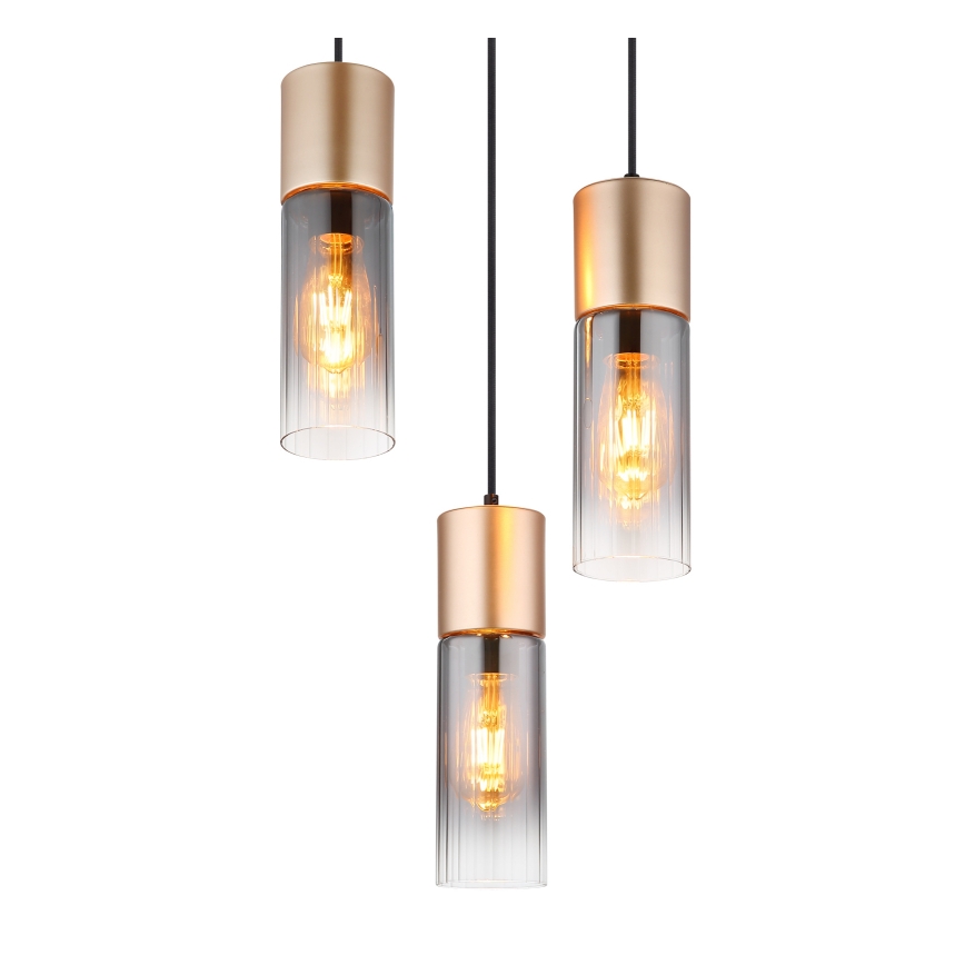 Globo - Rippvalgusti kaabliga 3xE27/25W/230V pronksviimistlusega, läbimõõt 30 cm