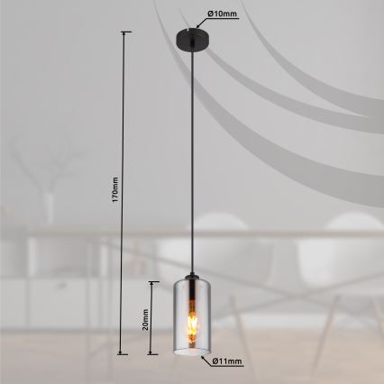 Globo - Lühter 1xE27/25W/230V d. 11 cm must