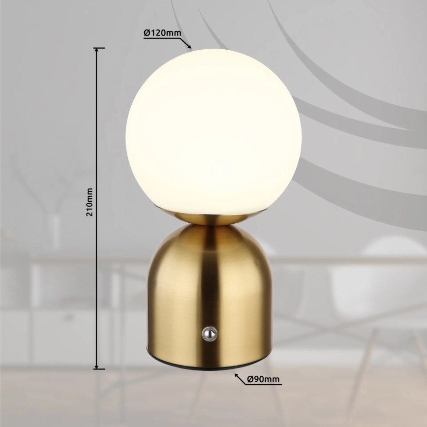 Globo - LED Hämardatav puutetundlik laualamp LED/2,5W/3,7V 2700K/4000K/6500K 1800mAh USB messing