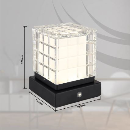 Globo - LED Hämardatav puutetundlik laualamp LED/2,5W/3,7V 2700K/4000K/6500K 1800mAh USB must