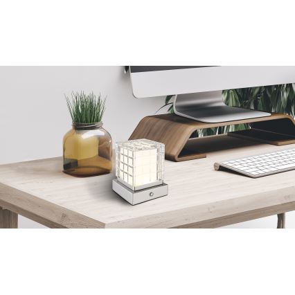 Globo - LED Hämardatav puutetundlik laualamp LED/2,5W/3,7V 2700K/4000K/6500K 1800mAh USB matt kroom