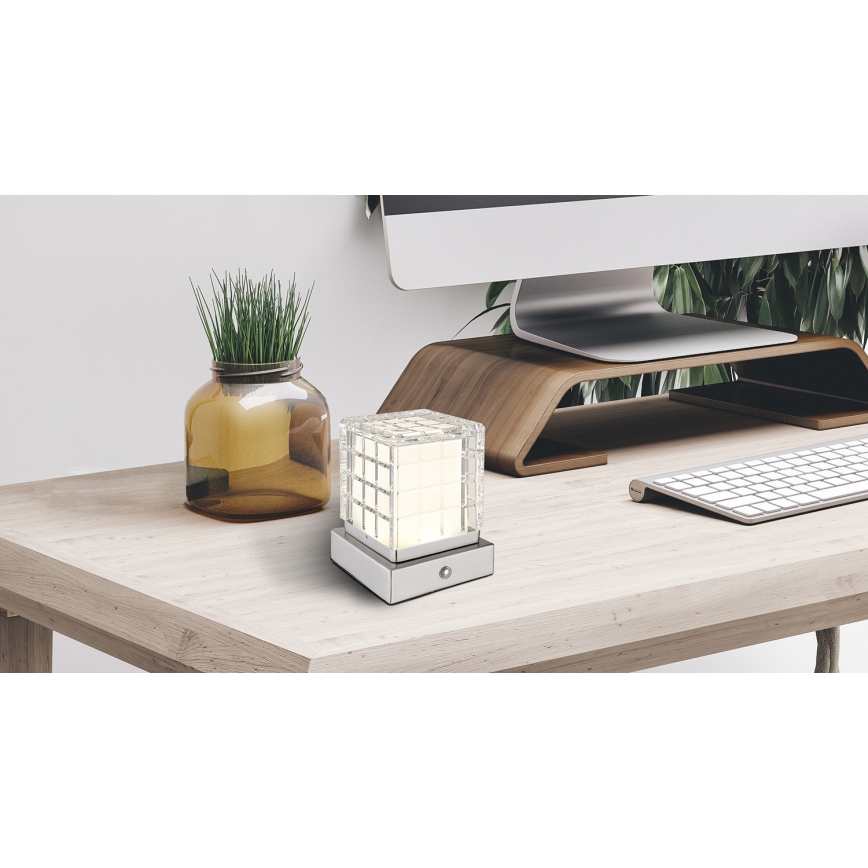 Globo - LED Hämardatav puutetundlik laualamp LED/2,5W/3,7V 2700K/4000K/6500K 1800mAh USB matt kroom