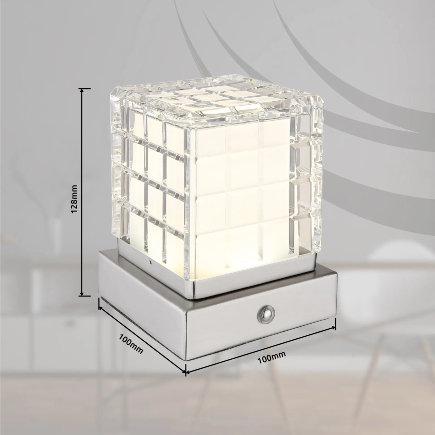 Globo - LED Hämardatav puutetundlik laualamp LED/2,5W/3,7V 2700K/4000K/6500K 1800mAh USB matt kroom