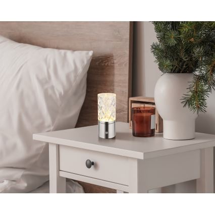 Globo - LED Hämardatav puutetundlik laualamp LED/2,5W/3,7V 2700K/4000K/6500K 1800mAh USB matt kroom