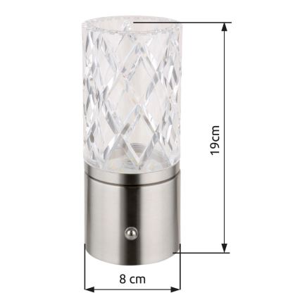 Globo - LED Hämardatav puutetundlik laualamp LED/2,5W/3,7V 2700K/4000K/6500K 1800mAh USB matt kroom