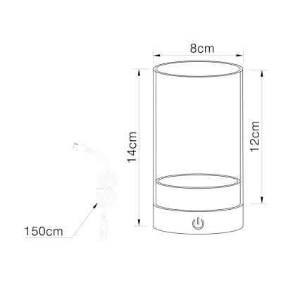 Globo - LED Väli Hämardatav laetav puutetundlik laualamp LED/2W/3,7V 2700/4000/6500K 1200mAh IP44 beež